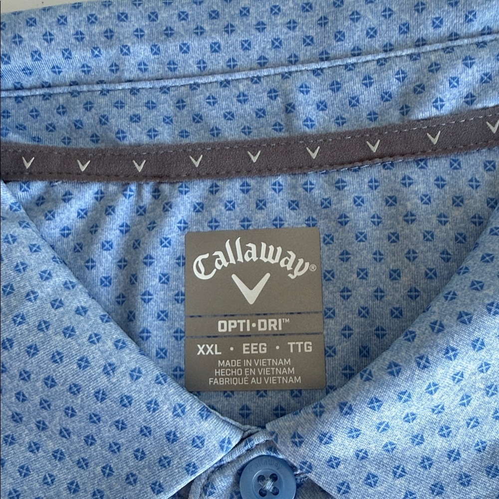 LOT OF 2 NEW CALLAWAY PERFORMANCE STRETCH POLOS SIZE XXL REGATTA BLUE - Picture 3 of 6
